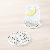 Monochromatische Terrazzo Patroon Zandsteen Onderzetter (Zijkant)