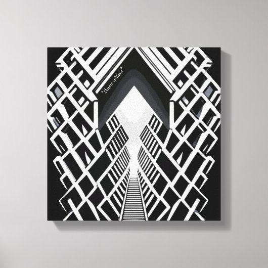 Monochromatische trappen: Obelisk van contrasten Canvas Afdruk (Voorkant)