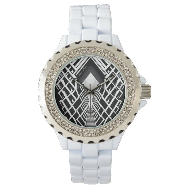 Monochromatische trappen: Obelisk van contrasten Horloge (Voorkant)