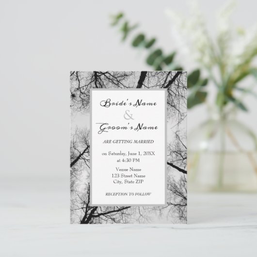 Monochromatische uitnodiging voor bruiloft (Staand voorkant)