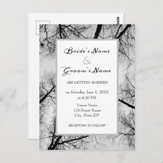 Monochromatische uitnodiging voor bruiloft (Voorkant / Achterkant)