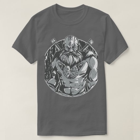 Monochromatische Viking Warrior T-shirt (Design voorkant)