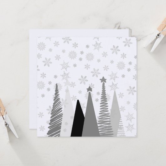 Monochromatische winter witte kerst kaart (Voorkant / Achterkant in situ)