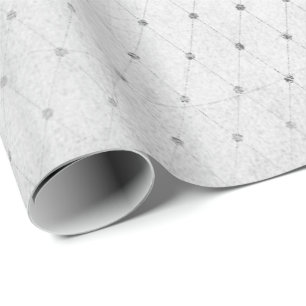 Monochromatische zilveren Stippen Net Grey Diamond Cadeaupapier