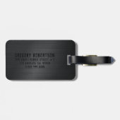 Monochromatische zwart geborsteld aluminium textuu bagagelabel (Achterkant horizontaal)