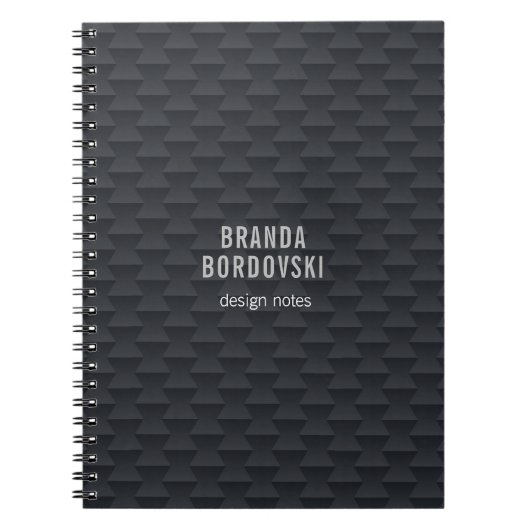 Monochromatische zwarte en grijze geometrische pat notitieboek (Voorkant)