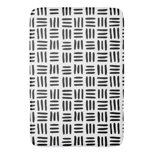 Monochromatische zwarte en witte Basketweve Bath M Badmat (Voorkant Verticaal)