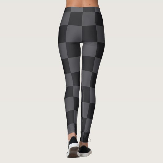 Monochromatische zwarte grijze Kroatische controle Leggings (Achterkant)