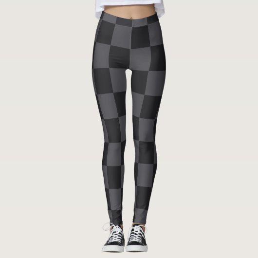 Monochromatische zwarte grijze Kroatische controle Leggings (Voorkant)