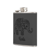 Monochromatische zwarte retro Paisley olifant Heupfles (Links)