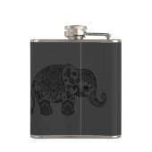 Monochromatische zwarte retro Paisley olifant Heupfles (Achterkant)