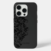 Monochromatische zwarte wervelmandala monogram Case-Mate iPhone case (Achterkant)