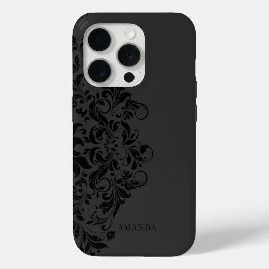Monochromatische zwarte wervelmandala monogram Case-Mate iPhone case (Achterkant)