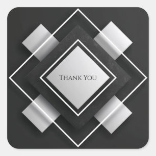 Monochromatische Zwarte Witte Getextureerde Diaman Vierkante Sticker
