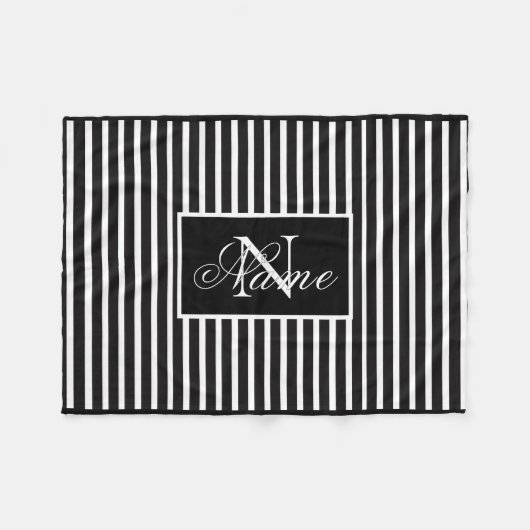 Monochrome aangepaste monogram fleecedeken fleece deken (Voorkant (Horizontaal))
