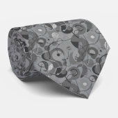 Monochrome Abstract Dense Organic Geometric Repeat Stropdas (Opgerold)