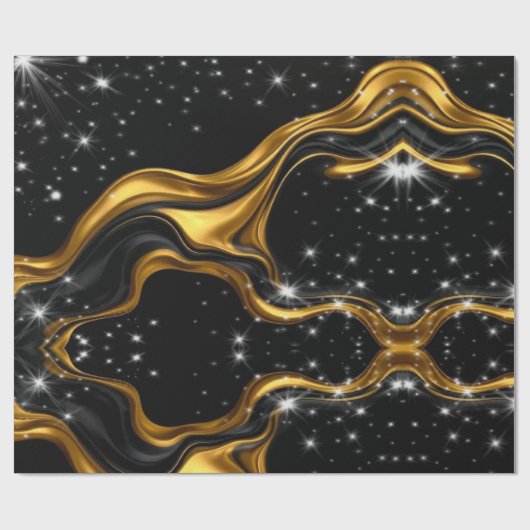 Monochrome Abstract Opulence: High-End Gold Textur Cadeaupapier (Vlak)