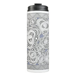 Monochrome Abstracte Bloemen Thermische Tumbler Thermosbeker