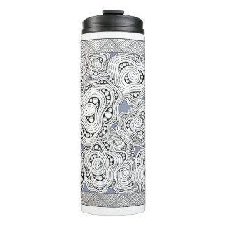 Monochrome Abstracte Bloemen Thermische Tumbler Thermosbeker