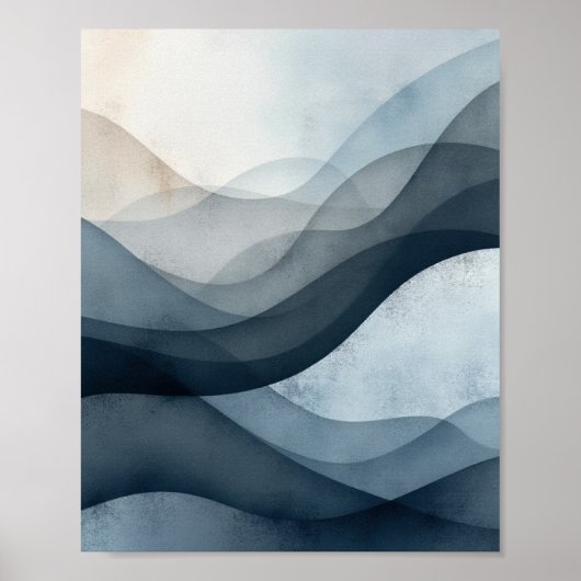 Monochrome Abstracte muurkunst met zachte hellinge Poster (Voorkant)
