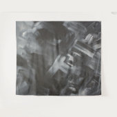 Monochrome Abstracte penseelstreken zwart-wit Wandkleed (Voorkant (horizontaal))