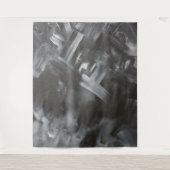 Monochrome Abstracte penseelstreken zwart-wit Wandkleed (Voorkant)