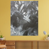Monochrome Abstracte Penselen Zwart en Wit Canvas Afdruk (Insitu (Woonkamer))