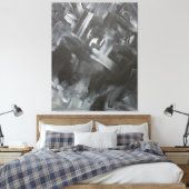 Monochrome Abstracte Penselen Zwart en Wit Canvas Afdruk (Insitu (Slaapkamer))