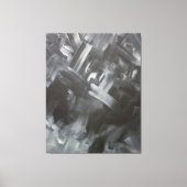 Monochrome Abstracte Penselen Zwart en Wit Canvas Afdruk (Voorkant)
