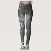 Monochrome Abstracte Penselen Zwart en Wit Leggings (Voorkant)