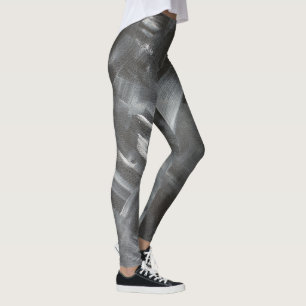 Monochrome Abstracte Penselen Zwart en Wit Leggings