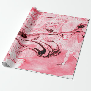 Monochrome Abstracte waterborstel, Red Futuristi Cadeaupapier