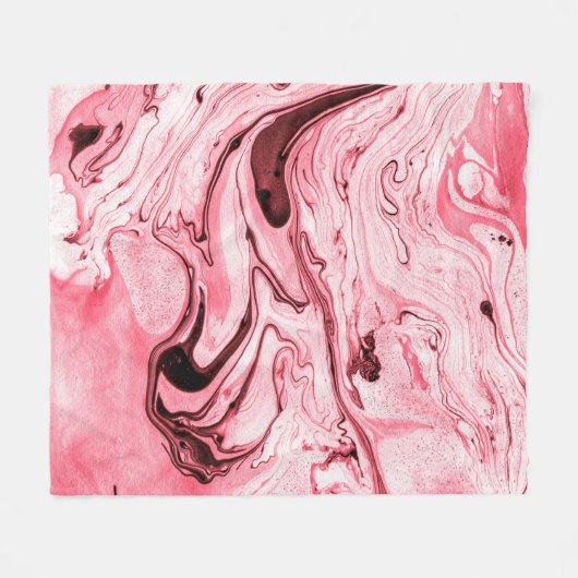 Monochrome Abstracte waterborstel, Red Futuristi Fleece Deken (Voorkant (Horizontaal))