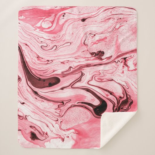 Monochrome Abstracte waterborstel, Red Futuristi Sherpa Deken (Voorkant)