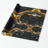 Monochrome Abstracte Weelde: High-End Gouden Textu Cadeaupapier (Uitgerold)