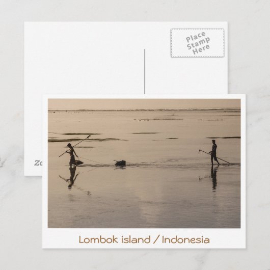 Monochrome afbeeldingen op het eiland Lombok/Indon Briefkaart (Voorkant / Achterkant)