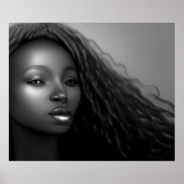 Monochrome Afrikaanse Amerikaanse vrouw Poster
