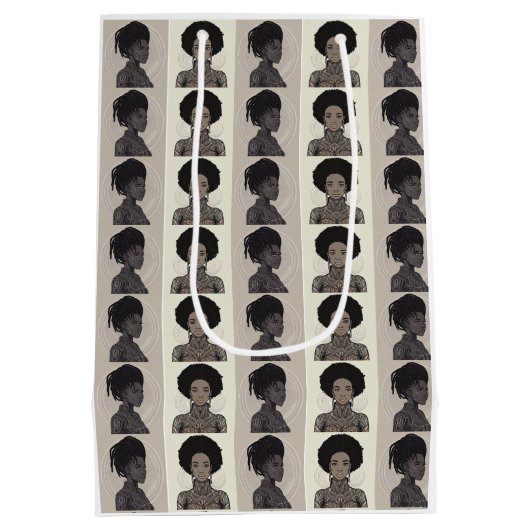 Monochrome Afrofuturist Queens Medium Cadeauzakje (Achterkant)