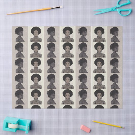 Monochrome Afrofuturist Queens Tissuepapier (Craft)