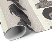 Monochrome afrofuturistische koninginnen cadeaupapier (Rol Hoek)