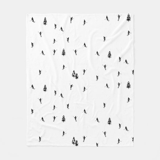 Monochrome alpiene kiers Skiing Illustratie Fleece Deken (Voorkant)