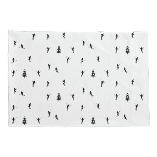 Monochrome alpiene kiers Skiing Illustratie Kussensloop (Achterkant-Rechts)