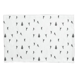 Monochrome alpiene kiers Skiing Illustratie Kussensloop