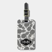 Monochrome anananassen | Monogram Bagagelabel (Voorkant verticaal)
