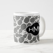 Monochrome anananassen | Monogram Grote Koffiekop (Voorkant rechts)