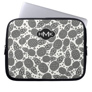 Monochrome anananassen   Monogram Laptop Sleeve