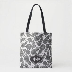 Monochrome anananassen   Monogram Tote Bag
