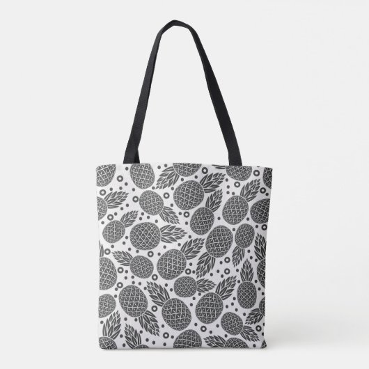 Monochrome anananassen | Monogram Tote Bag (Achterkant)
