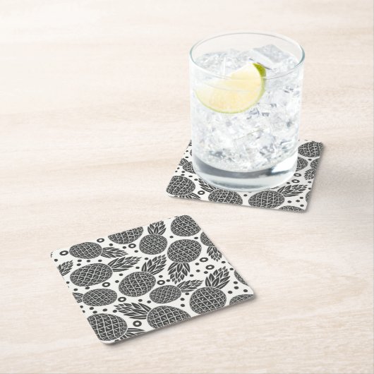 Monochrome ananassen 2 kartonnen onderzetters (Insitu)