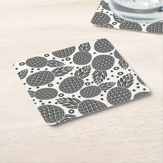 Monochrome ananassen 2 kartonnen onderzetters (Schuin)